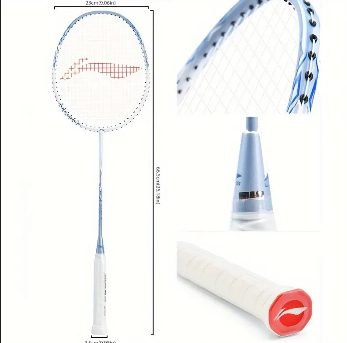 Li-Ning AXForce 9 Badminton Racquet – Carbon Fibre – 85g+ (Pearl White Cyanine Blue) 1 Cyanine Blue Racquet racket badminton OSC
